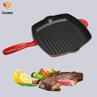 China Minimalist Ihome Enamel Coated Non-Stick Cast Iron Cookware Fry Pan Small Cast Iron Skillets for sale