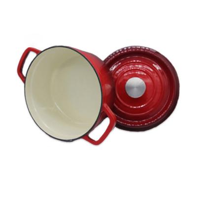 China Factory Price Sustainable Cookware Cook Pot Red Small Custom Cast Iron Pot With Lid for sale