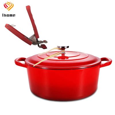 China Sustainable Ihome Enameled Cast Iron Cookware For White Island 6-Quart Spice Red Enameled Cast Iron Cookware for sale