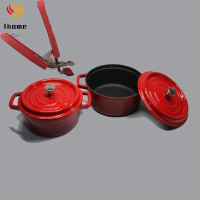 China Ihome 10cm China Factory Mini Color Enamel Cast Iron Viable Pot Casserole With Cover for sale