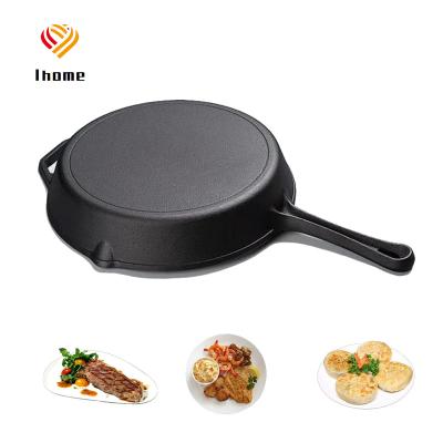 China Minimalist Ihome Cast Iron Casserole For Oven Safe Cookware Indoor Outdoor Pre-Seasoned Grill Stovetop Induction Safe 10.25 Inch for sale