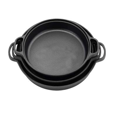 China Best Selling Pre-Seasoned Minimalist Custom Cast Iron Non-Stick Pan With Two Ears for sale