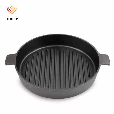 China Minimalist Ihome Cast Iron Skillet For Pre-Seasoned Grill Stovetop Induction Safe Cookware Indoor Outdoor for sale