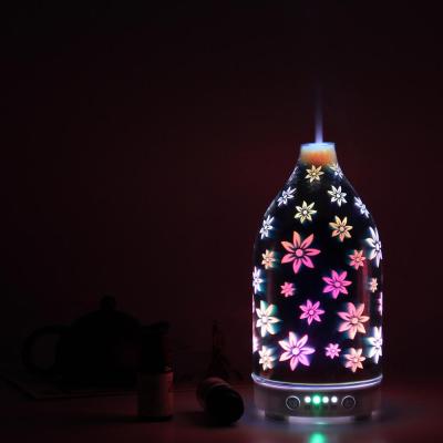 China Hotel Home and Beautiful Gift Aroma Glass Diffuser, 100ml Essential Oils 3D Ultrasonic Diffuser for sale