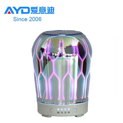 China Hotel Festival Gift Diffuser 3D Glass Essential Oil Diffuser for Aromatherapy and White Base for sale