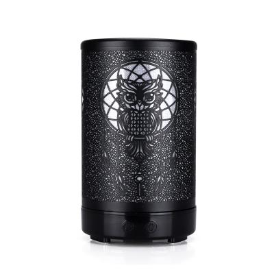 China Hotel Owl Metal Oils Aromatherapy Diffuser , 100ml Black Metal Hotel Diffuser For Led Lamp Diffuser for sale