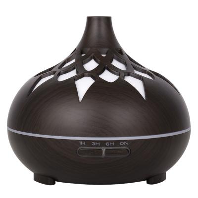 China Hot Black Wooden Grain Oil Car Diffuser 500ml Ultrasonic Air Humidifier Aroma Diffuser for sale