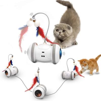 China Hot Viable Electronic Interactive Smart Cat Toy Fun Electronic USB Rolling Charger Robot Amazon Mobile Cat Tail for sale