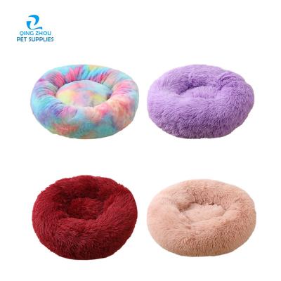 China Manufacturer Viable Wholesale Soft Luxury Plush Pet Cat Dog Rainbow Plush Dog Bed Customized Dog Bed for sale