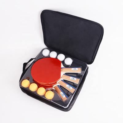 China Lenwave Button Table Tennis Racket Set , 4 Paddles 8 Table Tennis Balls Storage Bag Ping Pong Racket Set for sale