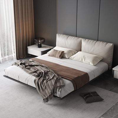 China 2022 Durable Italian Leather Suspension Bed New Modern Single Master Bedroom Soft Bag Bed for sale