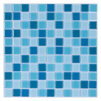 China Blue Glass Floor Mosaic For Swimming Pool Crystal Porcelain Slab Spain for sale