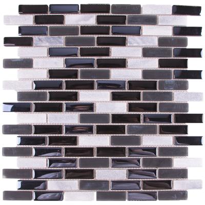 China Cheap Vintage Foshan Azulejo Mosaico Frosted White Stone Clad Glass Mosaic For Walls for sale