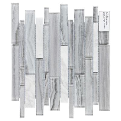 China Carrara Style Tile Bathroom Modern Shower Wall Single Wall Mosaico Gray Glass White Stone Mosaics for sale