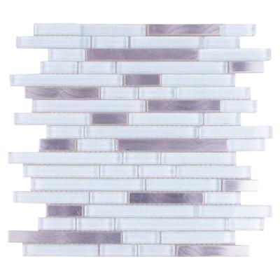 China Modern design silver aluminum glass mosaic modern mosaicos long strips for hotel wall for sale