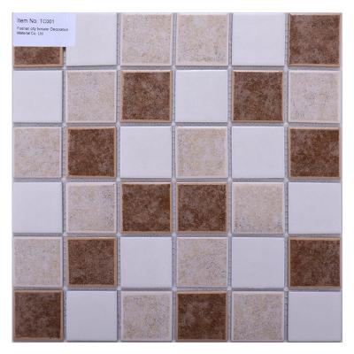 China White Square Parquet Bathroom Wall Brown Porcelain Mosaic Ceramic Tiles for sale