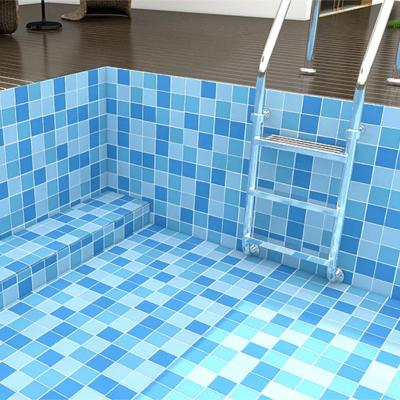 China Parquet 97*97mm Foshan Square Mixed Blue Outdoor Swimming Pool Tiles Ceramic Mosaic for sale