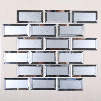 China Dirty modern hot 3D mosaic azulejos bveled mirror subway tiles glass mosaics for sale