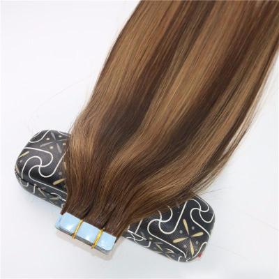 China Piano Wave Color 100% European Silky Straight Hair Extension Tape In Hair Extensions In Dubai for sale