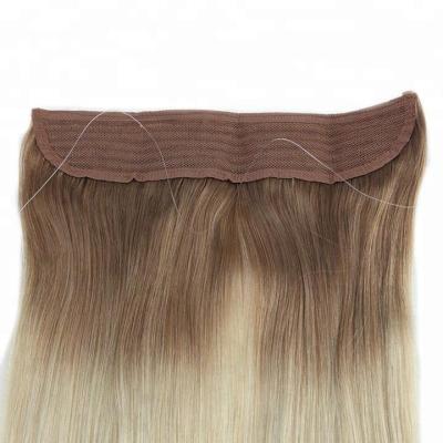 China High Quality Silky Straight Wave 10A Remy Hair Fish Color Balayage In Hair Halo Hair Clip In Extensions for sale