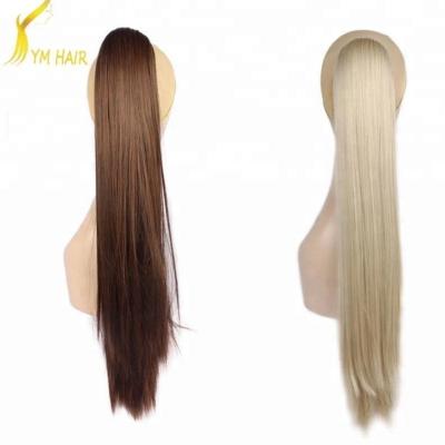 China Full cutical & strong weft cheap top grade machine double low freight cost 100% indian virgin remy hair with double clips ponytail hair weft extension for sale