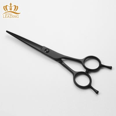 China Custom Barber Scissors Professional Logo Black Coating Straight Hair Scissors for sale