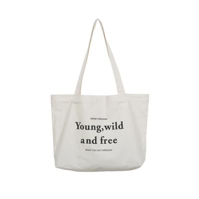 China PORTABLE Environmental Friendly Custom Logo Tote Shopping Bags Cotton Canvas Tote Bags With Custom Printed for sale