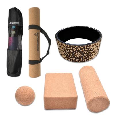 China 2021 best family sports logo natural cork yoga mat durable sale high quality custom non-slip rubber set for sale