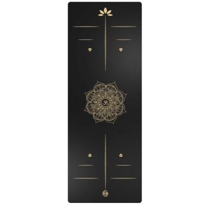 China Execise Design Custom Printed Ant Slip Eco Polyurethane Leather Non-Toxic Black Natural Rubber Eco Friendly Yoga Mat for sale