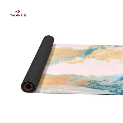 China Wholesale Non-Slip Washable Eco-friendly Yoga Mat Yoga Mat Faux Suede Rubber Portable Yoga Mat Covering Customized Logo for sale