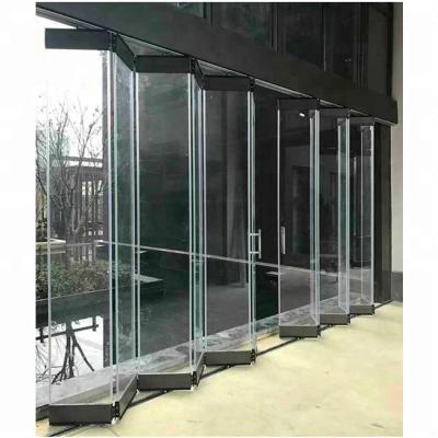 China Frameless Folding Aluminum Folding Glass Partition Door for sale