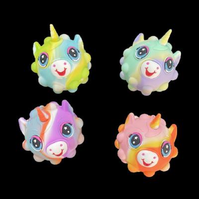 China Educational Funny Toy Silicone Push Bubble Pop Rainbow Squeeze Toys 3d fidgety person strain balls for sale