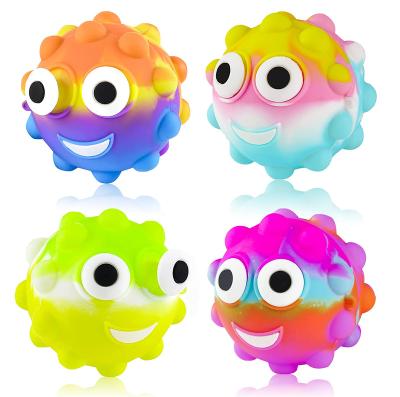 China Funny Educational Toy 3d Stress Balls Bustle Toy Silicone Popping Push Bubble Ball Pop Up Big Eyes Smile Face Noise Bustle Ball for sale