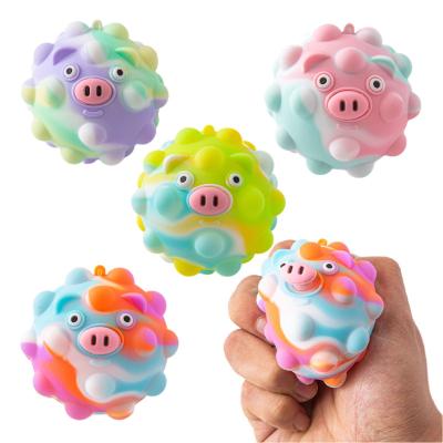 China Funny Educational Toy Rainbow 3d Strain Balls Stir Toys Hog Magic Silicone Push Bubble Stirrer Jumping Ball For Squishy Relaxation for sale