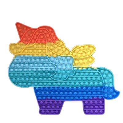 China Funny Toy 30cm 40cm 50cm Giant Educational Noise Stir Toy Rabbit Dog Animal Shape Giant Stirring Person Toy Rainbow Push Noise Silicone Bubble Game for sale