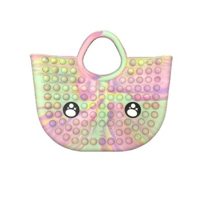 China Funny Toy Pop Silicone Fidget Bag Noise Handbag Decompression Push Bubble Push Bubble Snap Popper Educational Purse for sale