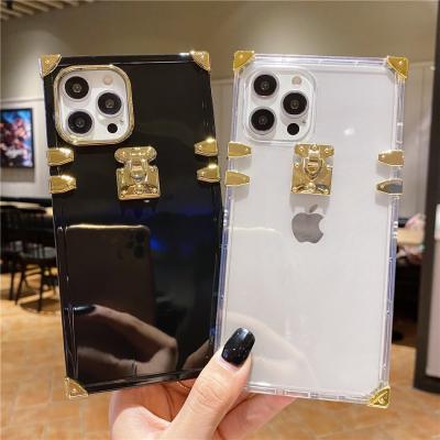 China Shockproof Luxury Brand Transparent Square Phone Case For iPhone 13 Pro Max Designer Phone Case for sale