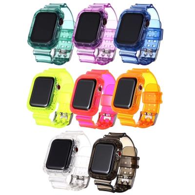 China Soft TPU Wrist Watch Strap Colorful Sport TPU Watchband With Case For Apple Watch 7 6 Glacier Straps 44mm 41mm 45mm Luxury Watch Band for sale