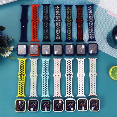 China Dual Color Silicone Fitness Sport Watch Band Strap For Apple Watch 41mm 45mm Watch Case With Dual Color Fitness Sport Silicone Watch Band Strap For Watch Series 7 of Apple for sale