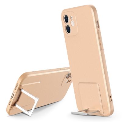 China Latest Fasion Anti-fall Popular Metallic Paint Glossy TPU Phone Case With Invisible Stand Phone Back Cover Case For iPhone 12 13 Pro Max for sale