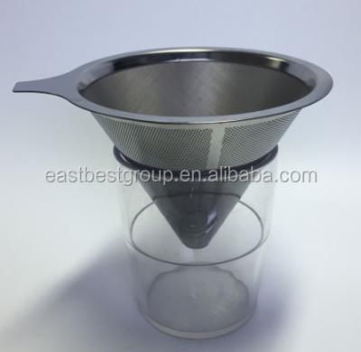 China Sustainable Stainless Steel Spill Over Coffee Spout With Double Seated Filter for sale