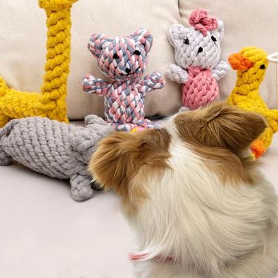 China Dog Pet Toys Stabilized Teeth Feeds Stabilized Teeth Dog Teeth Braided Bite Bone Bite Shape Dogs Cotton Molars Dog Toy Braided Dog Toy for sale