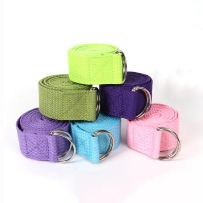 China Eco-Friendly Adjustable Yoga Fitness Stretch D-Ring Harmless Cotton Sheer Yoga Exercise Strap Belt Durable With Custom Logo for sale