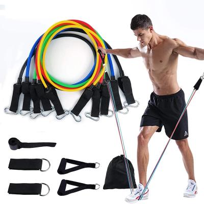 China Durable Home Workout Resistance Bands Set 11Pcs Gym Strength Training Bodybuilding Exercise Accessories Tube Home Elastic Band for sale