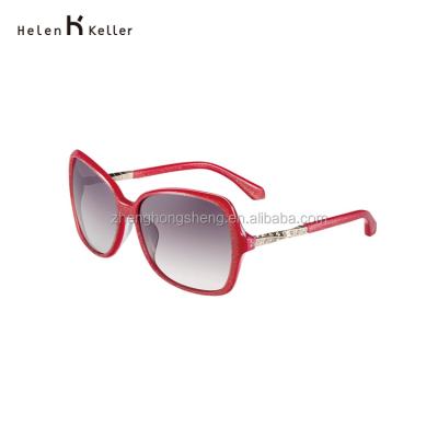 China Fashion Sunglasses Wholesale Light Gray Lens Sunglasses Diamond Red Acetate Frame Tac for sale