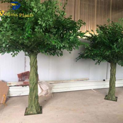 China High Simulation 4m Environmentally Friendly Green Fiberglass Decoration Artificial Ficus Banyan Tree for sale