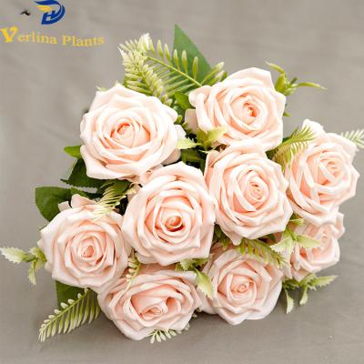 China Amazon Environmental Friendly Hot Selling Decorative Silk Rose Silk Bouquet Artificial Flower Wedding for sale