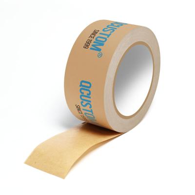 China 62g Waterproof Paper Kraft Custom Self Adhesive Paper Tape Rubber Wrapping Tape 48mm x 50m Kraft Paper for sale