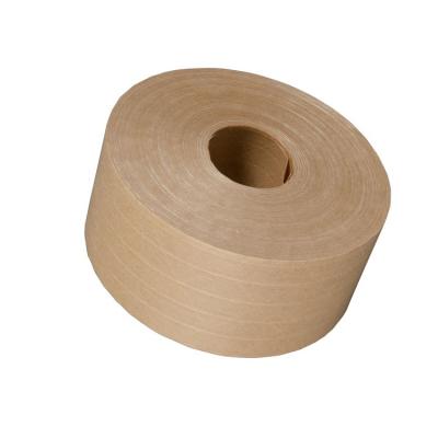 China Waterproof Reinforced Wet Tape Brown Carton Wrapping Paper Rolls Gummed Tape Fiberglass Wrapping Paper With Logo Printed for sale