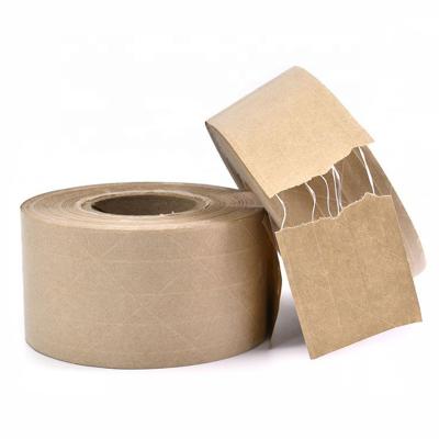 China Waterproof Custom Reinforced Logo Printed Gummed Kraft Paper Packing Tape for sale